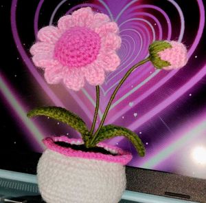 Crochet Pink Flower in Pot