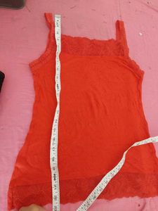 Red Lace Trim Tank Top