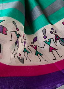 Raw Silk Green Printed Saree