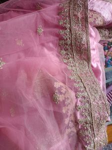 Pink &amp; Gold Embroidered Lehenga