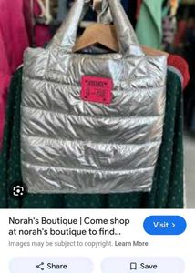 Justice Silver Puffer Tote Bag