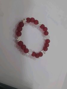 Red Beaded Floral Bracelet
