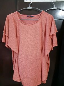 Peach Flutter Sleeve Top