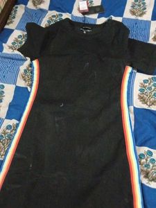 Black Dress with Rainbow Stripes