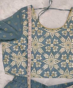 crop top with plazo and drape