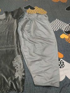 Grey Velvet Kurta Set