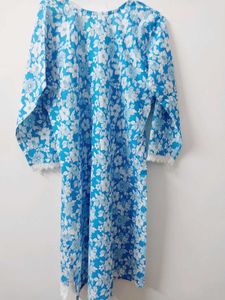 Floral Print Dress with Lace Trim