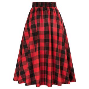 Red & Black Plaid Skirt