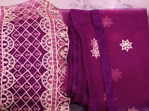 Beautiful Net Semi Stitched Gown With Dupatta