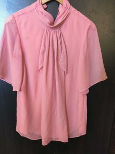 Peach Ruffle Blouse Top