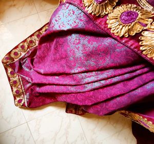 Purple Floral Border Saree