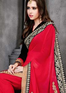 Beautiful Red colour chiffon saree