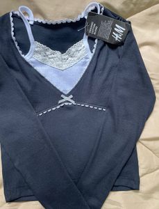Lace Trim Bow Tie Crop Top
