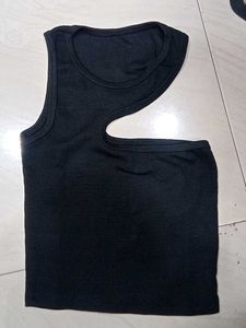Asymmetrical black Tank Top