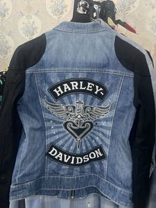 Denim Jacket with Black Sleeves