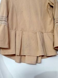 Peach Top with Lace Sleeves