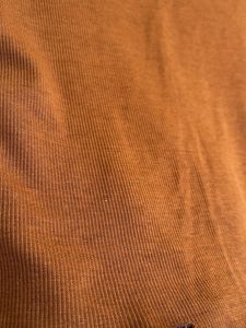 Ribbed Brown Frill Hem Top