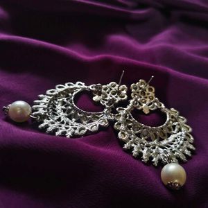 Elegant Silver-Toned Statement Earrings