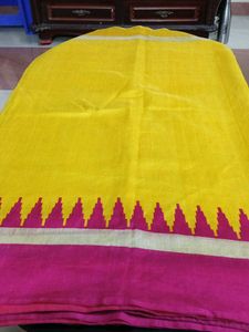 Yellow Georgette saree With Temple Border
