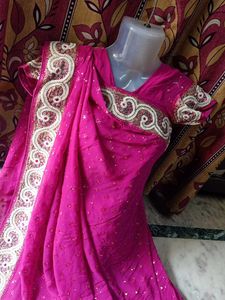 Pink Embellished Saree