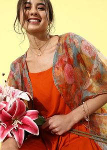 InWeave Women Bright Orange Solid Slip Dress