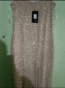 Fashion Nova Tall Family Affair Silver Sequin Gown