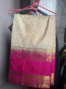 Elegant Pink & Gold Silk Saree
