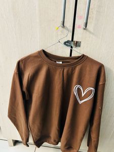 Brown Heart Print Sweatshirt