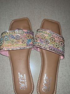 Embroidered Flat Sandals