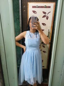 Blue Lace Hi-Lo Dress
