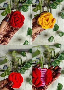 Crochet Rose Hair Clip (Yellow)