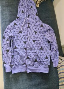 Geometric Print Purple Hoodie
