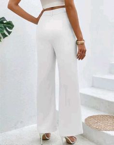 Chic White Wide-Leg Trousers for Women