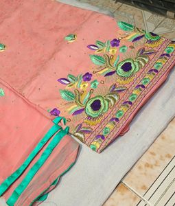 All Over Thread Work Suit With Pure Duptta