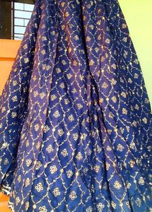 Royal Blue &amp; Gold Ethnic Flared Skirt