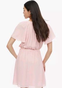 h&amp;m chiffon light pink v neck dress