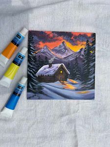 Mini Cabin in Winter Artwork Painting