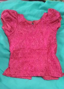 Vibrant Pink Floral Embroidered Blouse