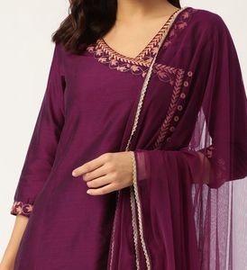 Sangria Angrakha Kurta Palazzo Set.