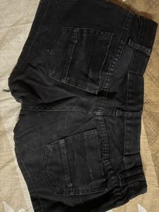 Black Ripped Denim Shorts