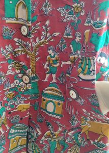 Deep Red Kalamkari Trench Coat