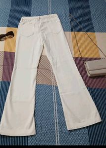 Kraus White High-Rise Mini Flare Jeans