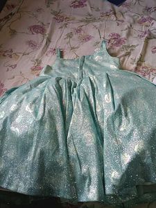 Girls&#39; Glittering Teal Flower Girl Dress