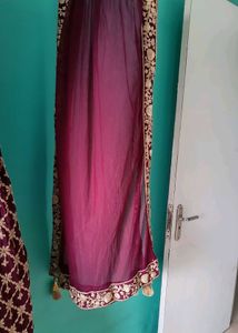 Elegant Vine Colour And Gold Embroidered Dress