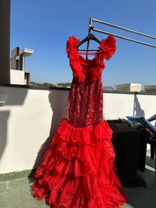 Red Fish Cut Trail Dress