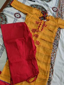 Yellow Embroidered Kurti