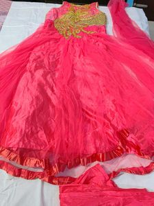 Pink &amp; Gold Embellished Girls Dress