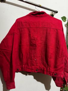 Red Cropped Corduroy Jacket