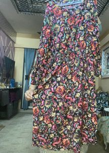 Rayon Floral Print Maxi Dress