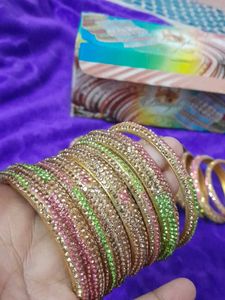Colorful Crystal Bangles Set